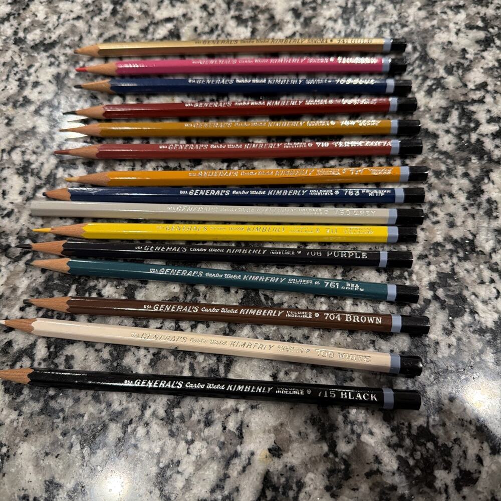 Vintage General’s Carbon Weld Kimberly Colored Indelible Pencils Set Of 15